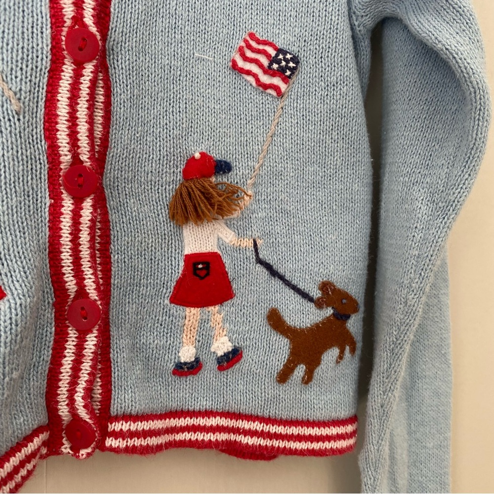 Vintage Hartstrings Embroidered 4th of July Knit Cardigan Sweater 5/6 - Picture 5 of 11